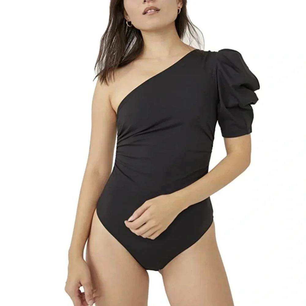 NWT!! Free People - Somethin Bout You Thong Bodysuit -  Black - Size XL